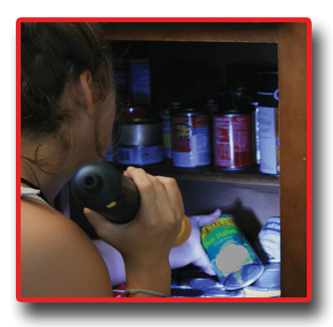 gilr using PODLight in pantry